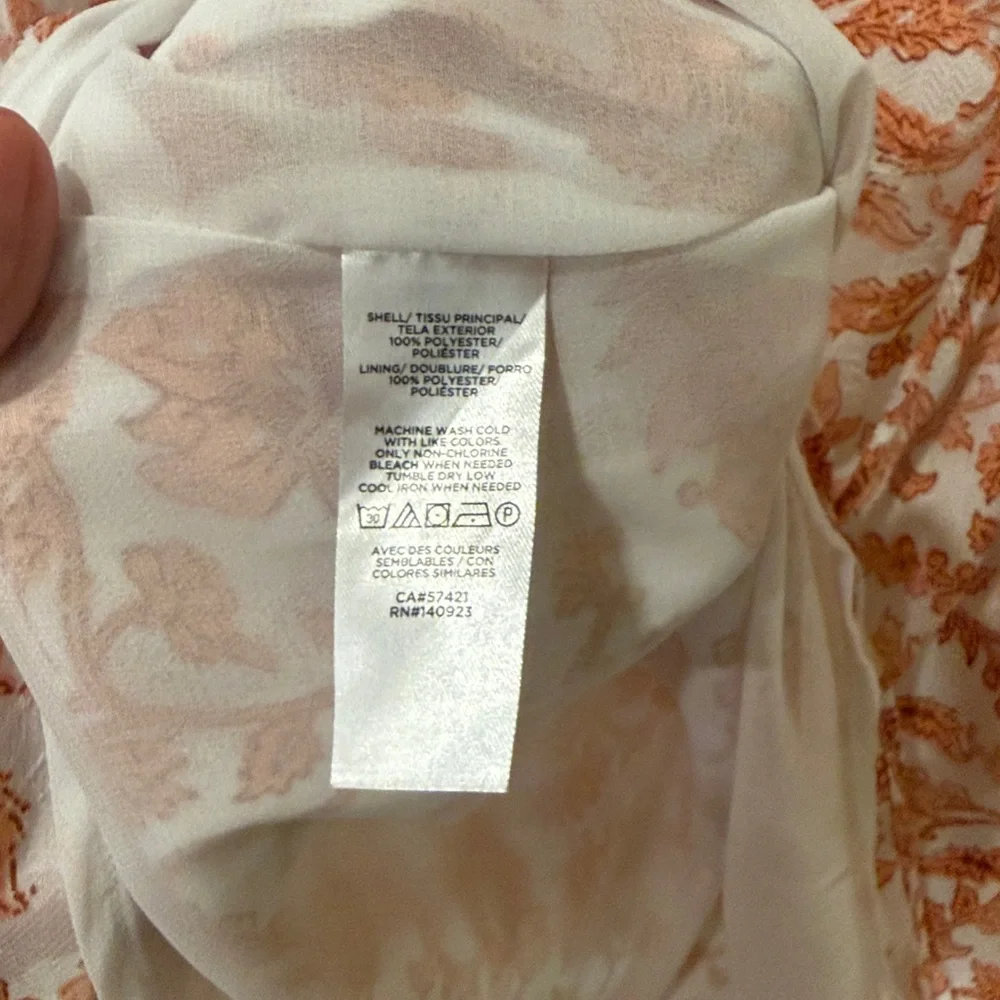 Loft floral coral ruffle cuff top, XSM - Picture 8 of 10